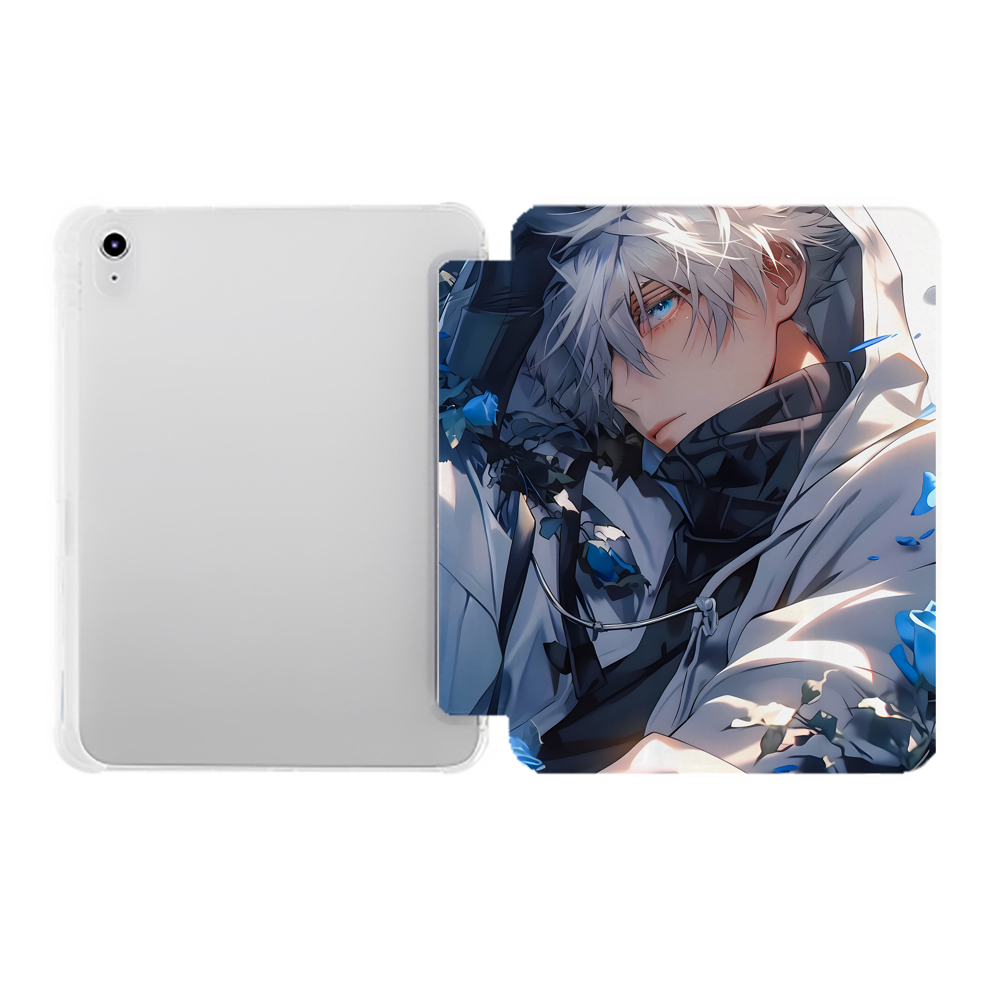 （画像用） 呪術廻戦 Jujutsu Kaisen IPad ケース ペン収納付き 三つ折りスタンド PUレザー×シリコン 対応機種9.5/10.5/10.9インチ